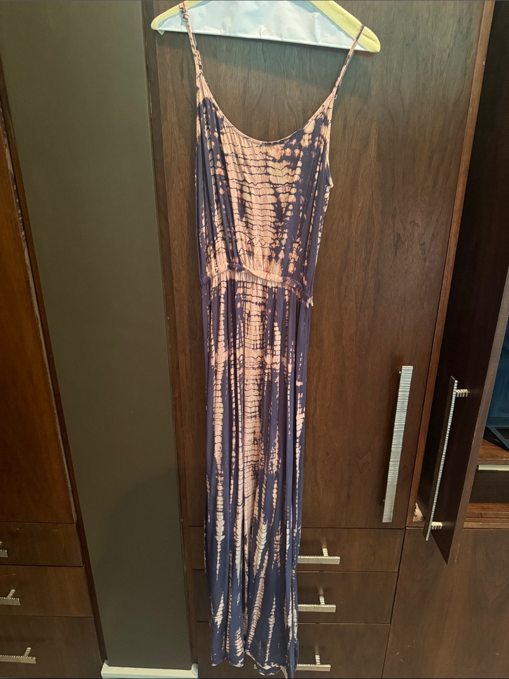 Michael Stars Navy and Cream Tie-Dye Maxi Dress